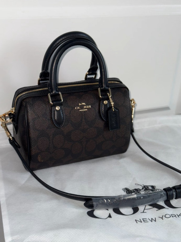 Signature Pattern Satchel Shoulder Purse with Leather Trim